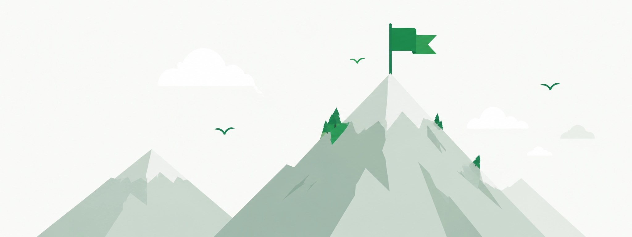 Flag on mountain peak illustration